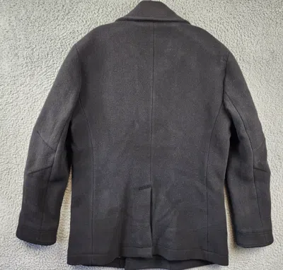 Pre-owned John Varvatos Carlos Vintage I Wool Peacoat Men's 52 It / Xl Black Collared L/s