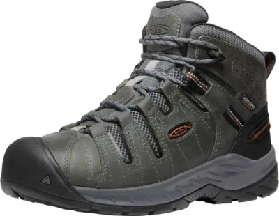Pre-owned Keen Utility Men's Flint2midheightsoft Toewaterproofnon Slip Work Boots In Steel Grey/tortoise Shell