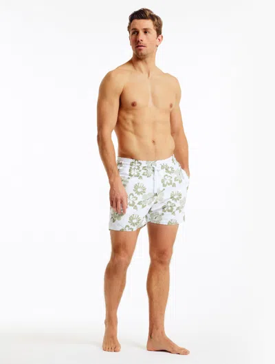 Shop Frescobol Carioca Petala Sport Swim Shorts In White & Jungle Green