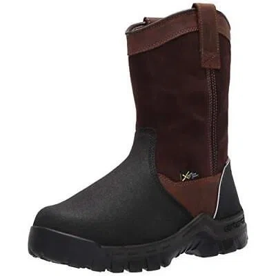 Pre-owned Carhartt Men's 11" Rugged Flex® Wellington Composite Toe Met Guard Waterproof In Brn/blk