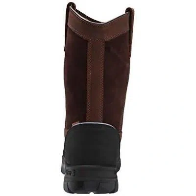 Pre-owned Carhartt Men's 11" Rugged Flex® Wellington Composite Toe Met Guard Waterproof In Brn/blk
