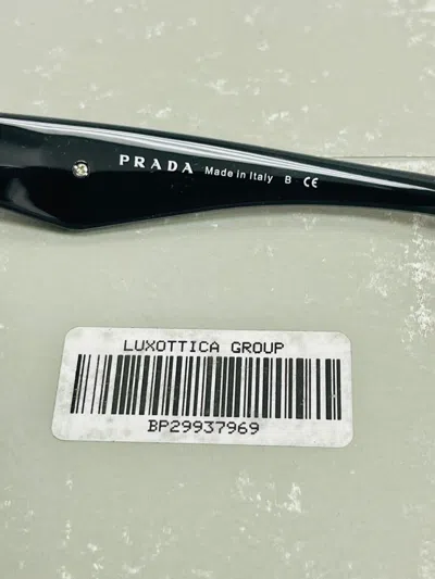 Pre-owned Prada 14s Cinema Ornate Saffiano Leather Pr14ss Black Sunglasses Triangle Logo In Gray