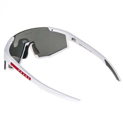 Pre-owned Prada 04w Linea Rossa Impavid Sport Sunglasses White Pilot Wrap Unisex Ps04ws In Gray