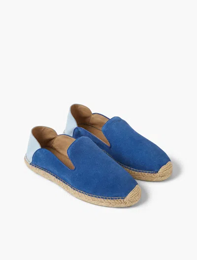 Frescobol Carioca Veluso Collapsible-heel Leather-trimmed Suede Espadrilles In Chateau Blue