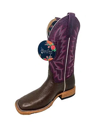Pre-owned Macie Bean Womens 12in Sangria Sinsation Smooth Ostrich Cowboy Boots