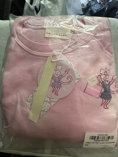 Pre-owned Roller Rabbit X Loveshackfancy Monkeys Just Want To Have Fun Sweatshirt S . In Pink