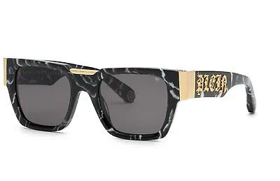 Pre-owned Philipp Plein Sunglasses Spp095m Plein Glares 0z21 Black Smoke Man In Gray
