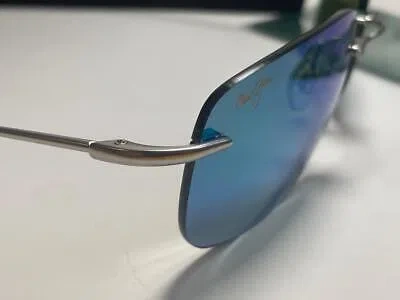 Pre-owned Maui Jim Ohai Polarized Titanium Sunglasses Gm334-17m Matte Silver/maui Green