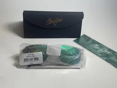 Pre-owned Maui Jim Ohai Polarized Titanium Sunglasses Gm334-17m Matte Silver/maui Green