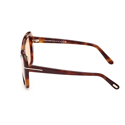 Pre-owned Tom Ford Sunglasses Women Dark Havana Orange Cat Eye Full Rim Ft1008 53e Maeve In Brown