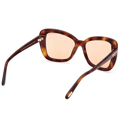 Pre-owned Tom Ford Sunglasses Women Dark Havana Orange Cat Eye Full Rim Ft1008 53e Maeve In Brown