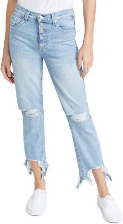 Pre-owned 7 For All Mankind Women's High Waist Cropped Straight Jeans In Blue Breeze