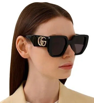 Pre-owned Gucci Gg0956s-003-54 Black Sunglasses In Gray
