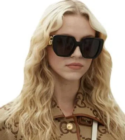 Pre-owned Gucci Gg0956s-003-54 Black Sunglasses In Gray
