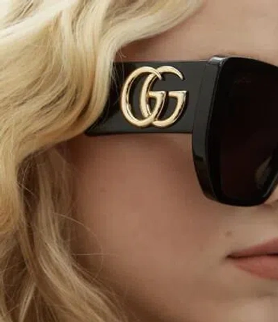 Pre-owned Gucci Gg0956s-003-54 Black Sunglasses In Gray