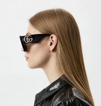 Pre-owned Gucci Gg0956s-003-54 Black Sunglasses In Gray