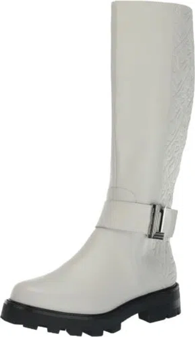 Pre-owned Karl Lagerfeld Paris Women's Meara-50/50 Knee Boot In Soft White