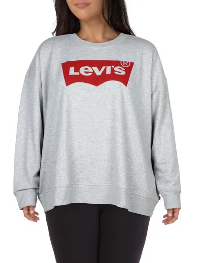 Levi's Plus Womens Trendy Long Sleeves Sweatshirt In Grey