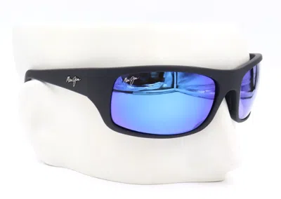 Pre-owned Maui Jim Peahi Black Matte Rubber Polarized Blue Hawaii Sunglasses B202-2m