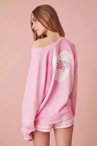 Pre-owned Roller Rabbit X Loveshackfancy Monkeys Just Want To Have Fun Sweatshirt L , In Pink