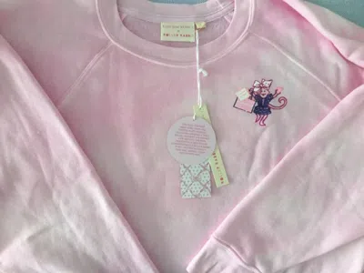 Pre-owned Roller Rabbit X Loveshackfancy Monkeys Just Want To Have Fun Sweatshirt L , In Pink