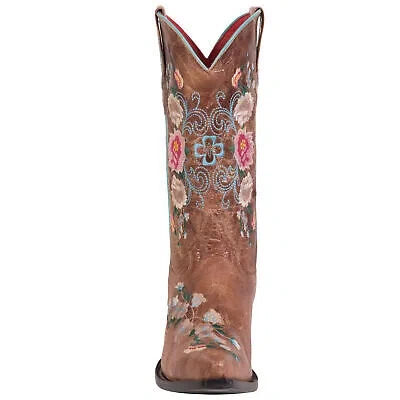 Pre-owned Macie Bean Womens Rose Garden Honey Bunch Leather Cowboy Boots In Yellow