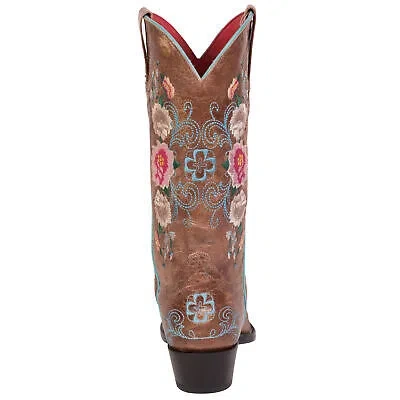 Pre-owned Macie Bean Womens Rose Garden Honey Bunch Leather Cowboy Boots In Yellow