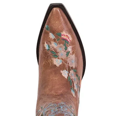 Pre-owned Macie Bean Womens Rose Garden Honey Bunch Leather Cowboy Boots In Yellow