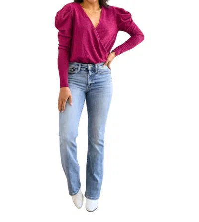 White Birch Take Me Out Faux Wrap Bodysuit In Magenta In Pink