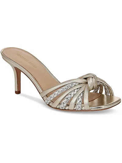Veronica Beard Misa Metallic Braided Slide Sandals In Silver