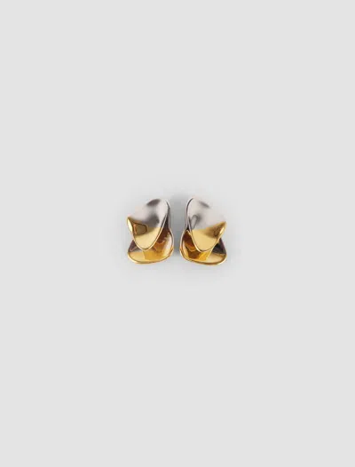 Shop Panconesi Small Petal Earrings In Silver,gold