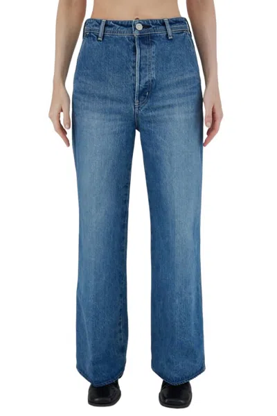 Moussy Cambria Centerpress Wide-cropped Jean In Blue In Blue