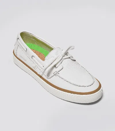 Cariuma Mare Boat Shoe White Premium Leather Men In White