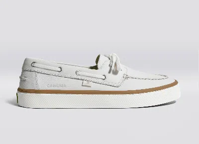 Cariuma Mare Boat Shoe White Premium Leather Men In White