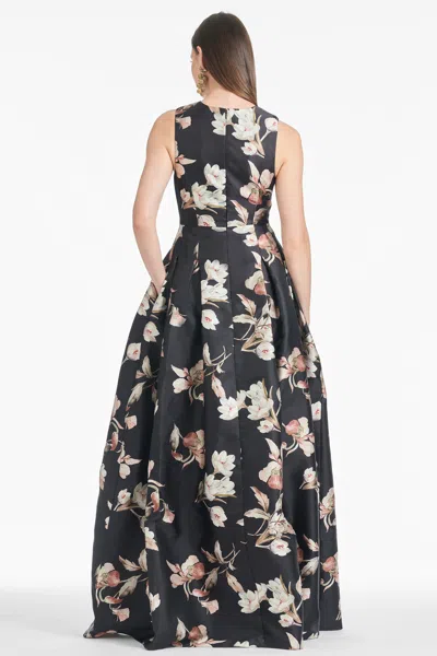Sachin & Babi Brooke Gown In Black Venetia Petal