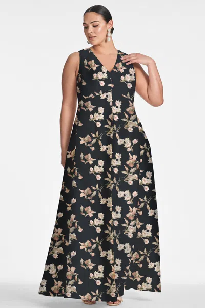 Sachin & Babi Brooke Gown In Black Venetia Petal