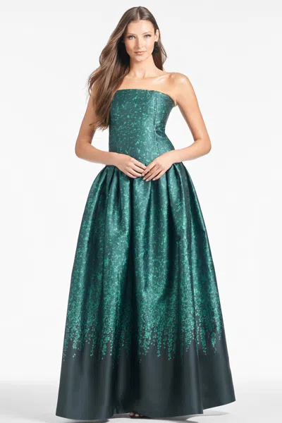 Sachin & Babi Georgina Gown In Emerald Wisteria