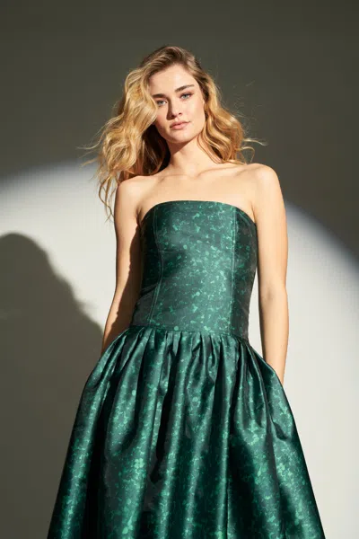 Sachin & Babi Georgina Gown In Emerald Wisteria