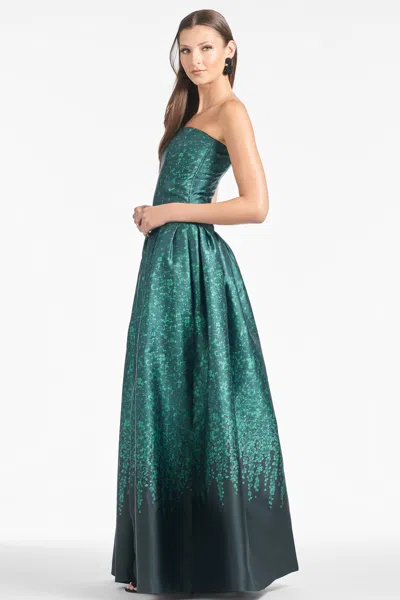 Sachin & Babi Georgina Gown In Emerald Wisteria