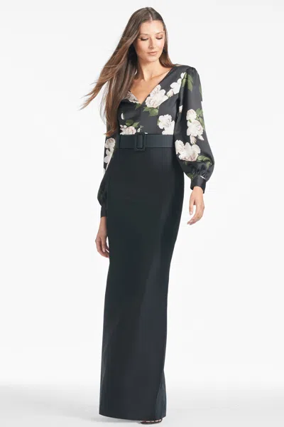 Sachin & Babi Schylor Gown In Obsideon Blooms Black
