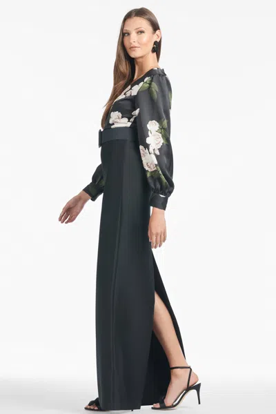 Sachin & Babi Schylor Gown In Obsideon Blooms Black