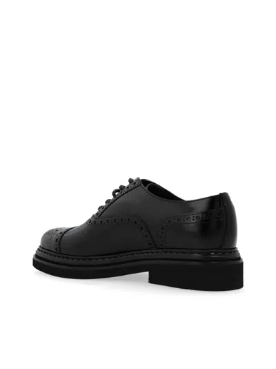 Dolce & Gabbana Day Classic Brushed Leather Brogue Shoes In Black