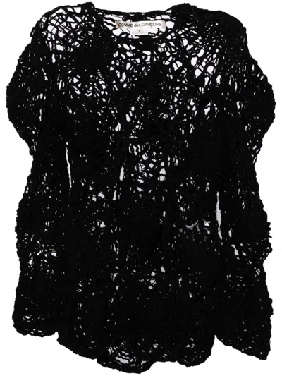 Comme Des Garçons Open Crochet Spider Web Knit Sweater In Black