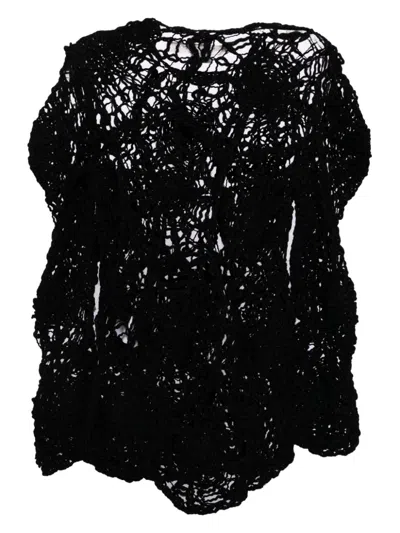 Comme Des Garçons Open Crochet Spider Web Knit Sweater In Black