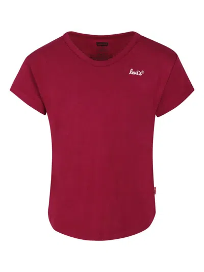 Levi's Bordeaux T-shirt For Girl With Logo In Red