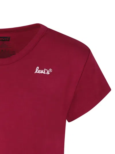 Levi's Bordeaux T-shirt For Girl With Logo In Red