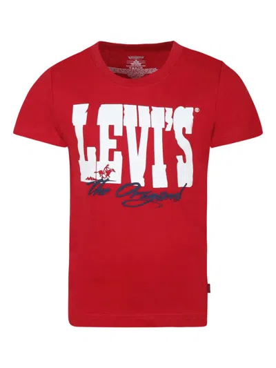 Levi's Red T-shirt For Boy With Logo In Red