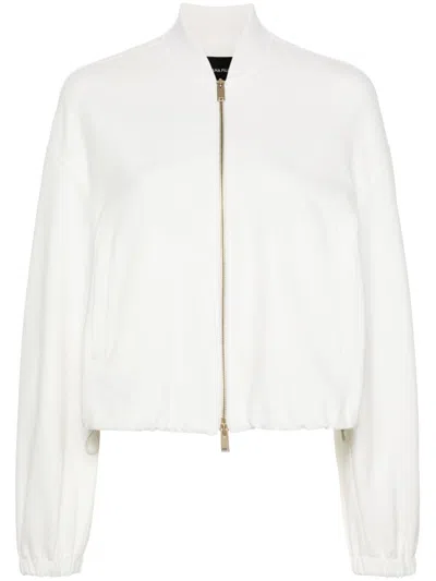 Shop Fabiana Filippi Jersey Bomber Jacket In White