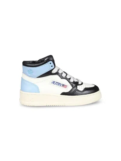 Autry White Sneakers For Boy With Logo In Blue