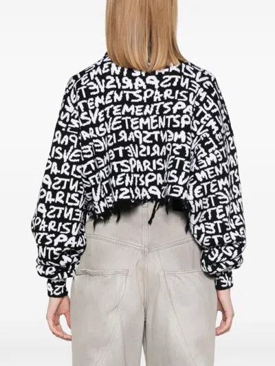 Vetements Paris Monogram Cropped Sweater In Black